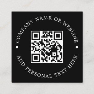 Black Square QR Modern Business Identity Card