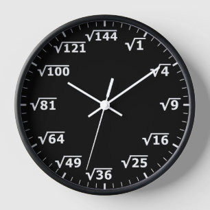 Black Square Root Clock - Mathematics Math Clock