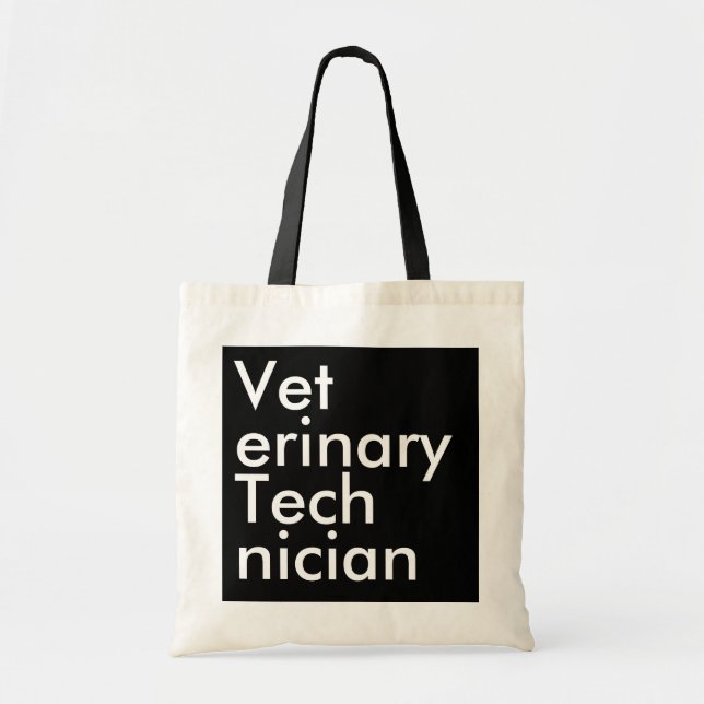 Black Square Veterinary Technician Tote Bag (Front)