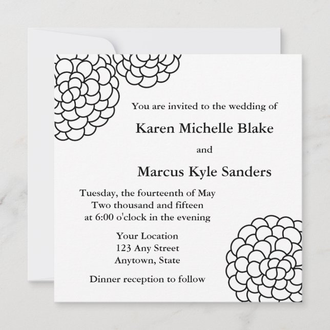Black Square Wedding Invitations or Announcements (Front)
