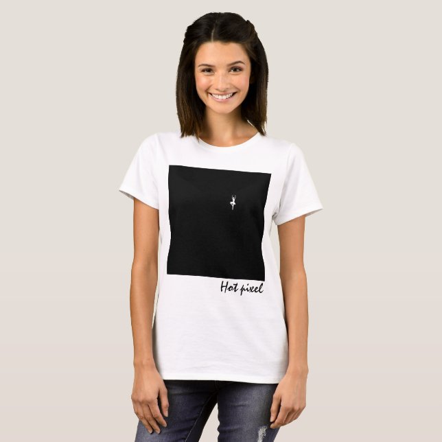 Black Square with a ballerina hot pixel funny T-Shirt (Front Full)
