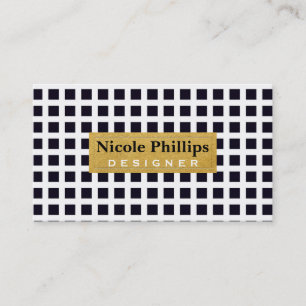 Black Squares on White & Gold Chic Business Card