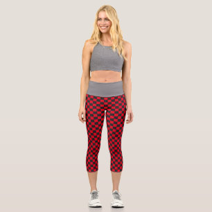 Black Squares Red Ladybug Colors Beetle Capri Leggings