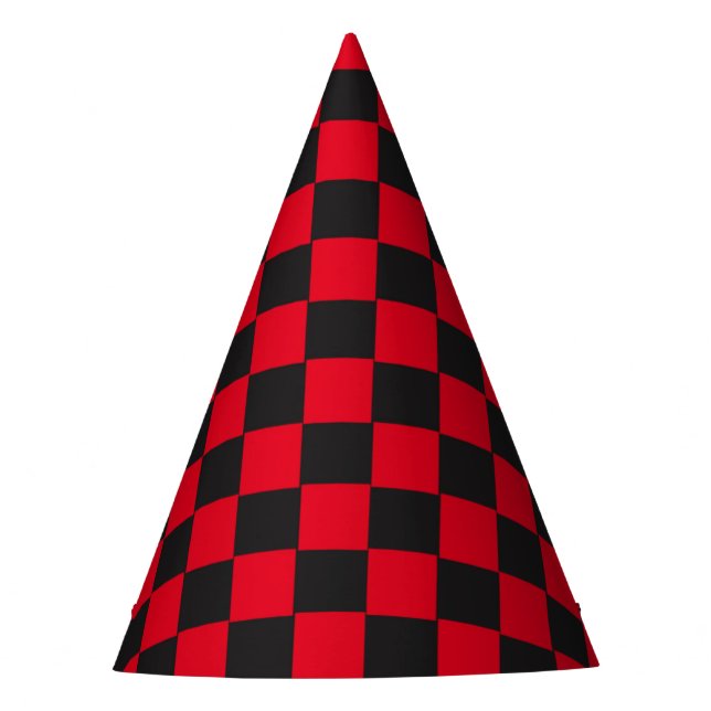 Black Squares Red Ladybug Colours Beetle Party Hat (Front)