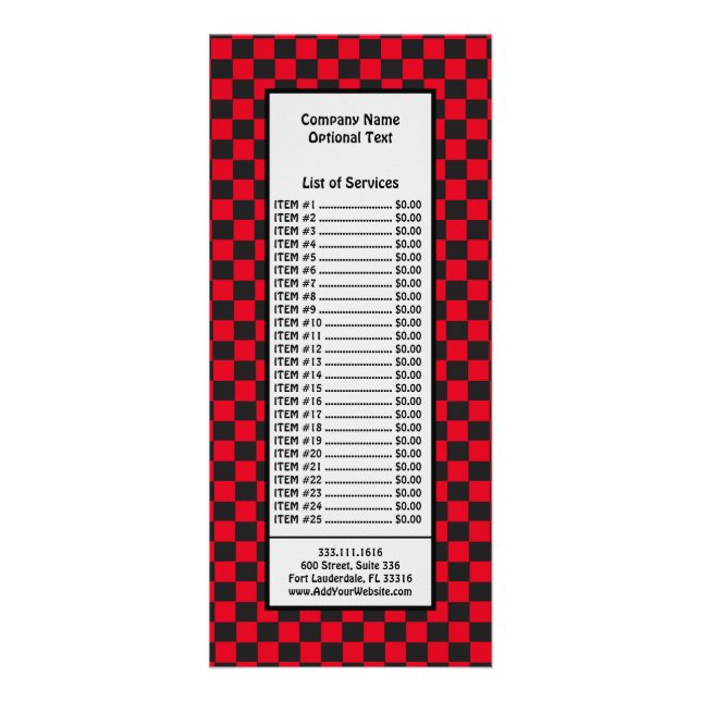 Black Squares Red Ladybug Colours Beetle Rack Card (Front)