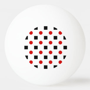 Black Squares Red Polka Dots Pattern White BG Ping Pong Ball