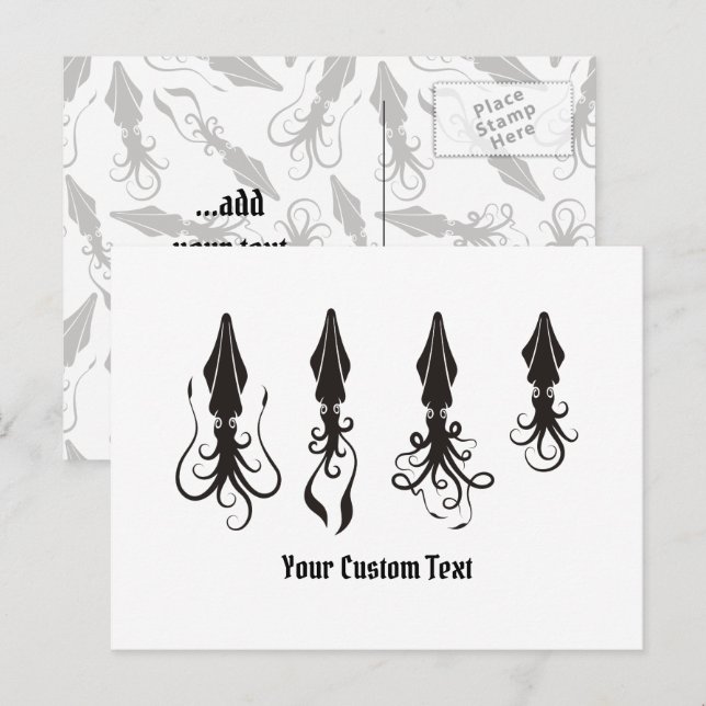Black Squid Icons Postcard (Front/Back)