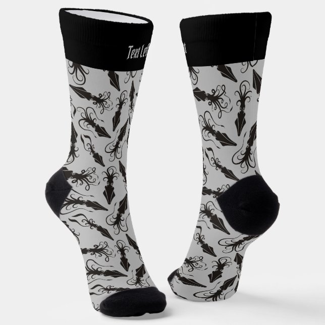Black Squid Pattern Socks (Angled)