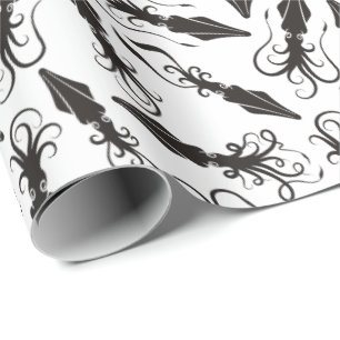 Black Squid Pattern Wrapping Paper