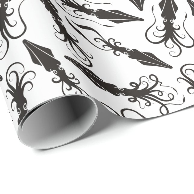 Black Squid Pattern Wrapping Paper (Roll Corner)