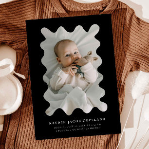 Black Squiggly Frame Birth Announcement Photo