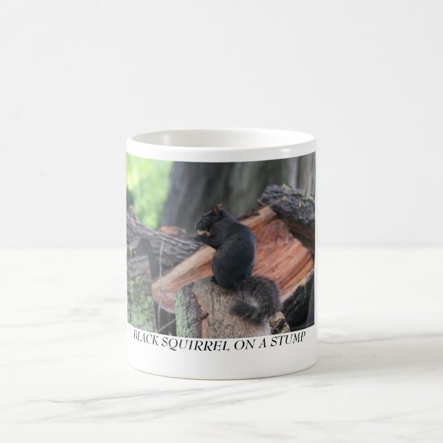 BLACK SQUIRREL ON A STUMP COFFEE MUG (Center)