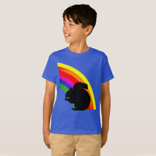 Black Squirrel Silhouette Colourful Rainbow Kids T-Shirt