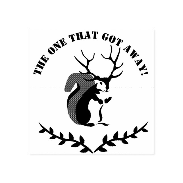 Black Squirrel With Ten Point Antler Rubber Stamp (Imprint)