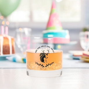 Black Squirrel With Ten Point Antler Whiskey Glass