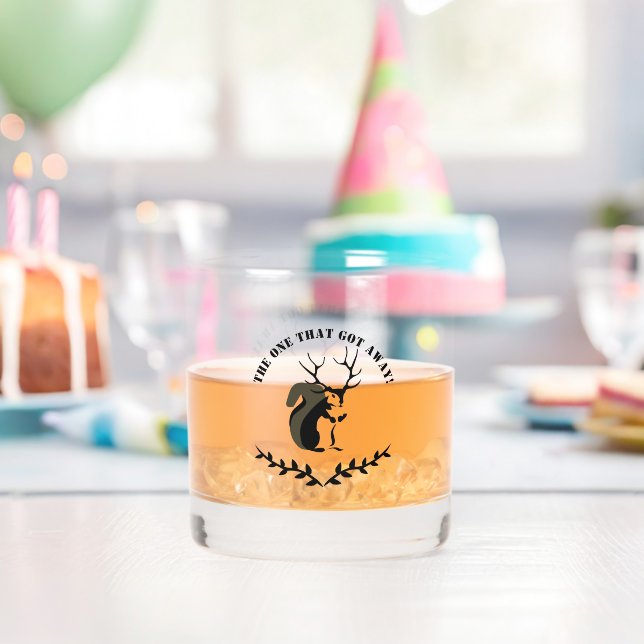 Black Squirrel With Ten Point Antler Whiskey Glass (Insitu (Birthday))