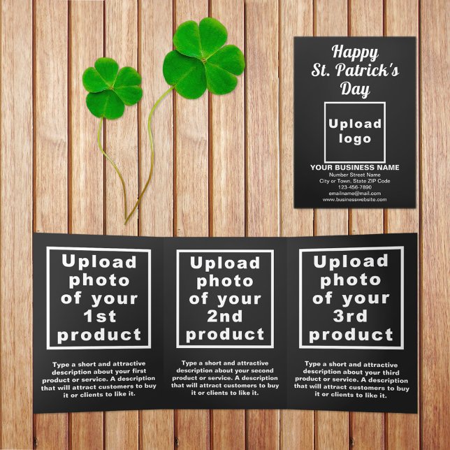 Black St. Patrick's Day Business Trifold Card (Black St. Patrick's Day business trifold card)