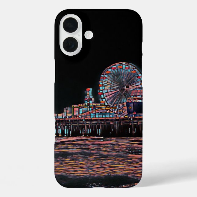 Black Stained Glass Santa Monica Pier Case-Mate iPhone Case (Back)