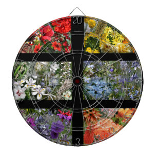 Black Stained Glass Window Flower Garden Dartboard