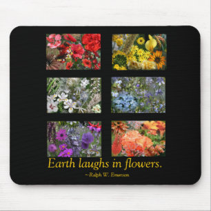 Black Stained Glass Window Flower Garden Mouse Mat