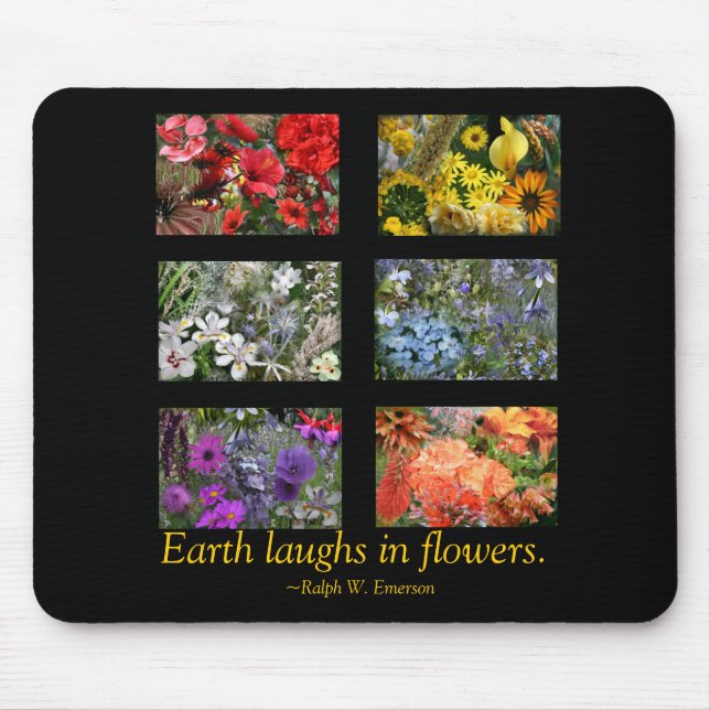 Black Stained Glass Window Flower Garden Mouse Mat (Front)