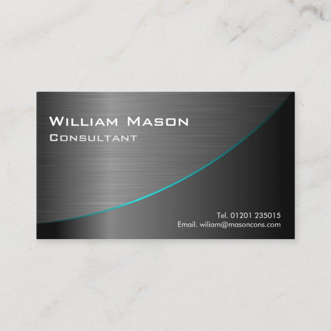 Black Stainless Steel Curved, Business Card (Front)