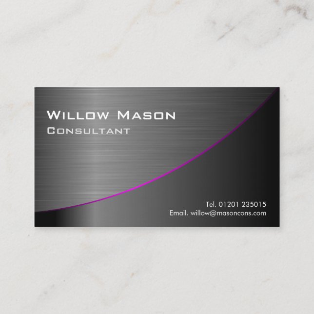 Black Stainless Steel Curved, Business Card (Front)