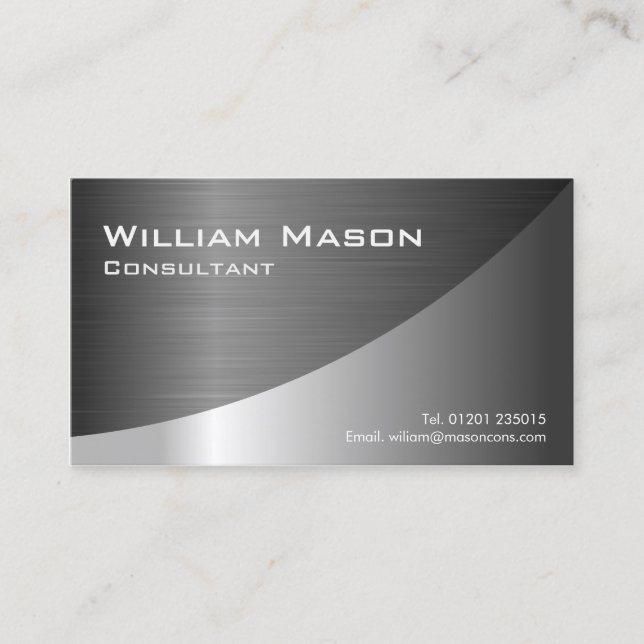 Black Stainless Steel Curved, Business Card (Front)