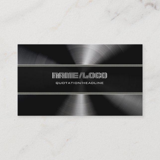 Black Stainless Steel & Grey Accents Template Business Card (Front)