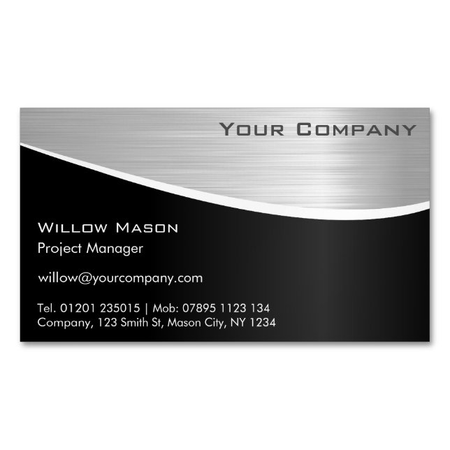 Black Stainless Steel Magnetic Business Card (Front)