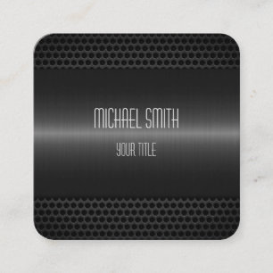 Black Stainless Steel Metal Look Square Business Card