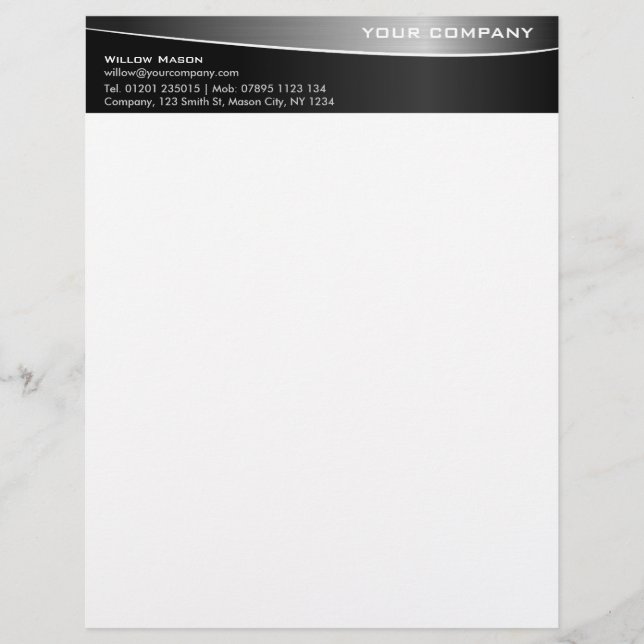 Black Stainless Steel Professional Letterhead v2 (Front)
