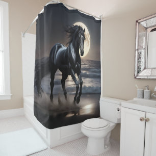 Black stalion shower curtain