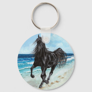 Black Stallion Arabian horse keychain