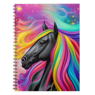 Black Stallion Colourful Mane Notebook