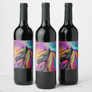 Black Stallion Colourful Mane  Wine Label