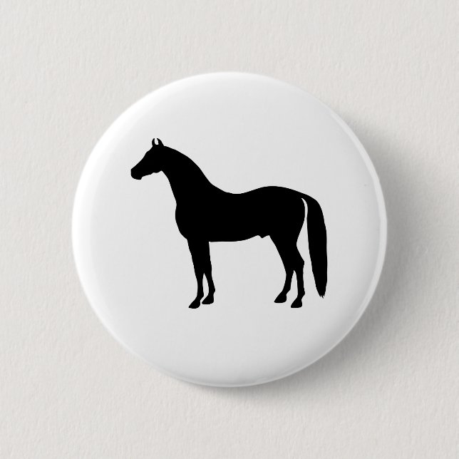 Black Stallion Elegant Horse Silhouette Drawing 6 Cm Round Badge (Front)