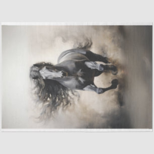 Black Stallion Horse Running Decoupage  Tissue Paper