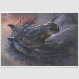 Black Stallion Mystic Horse Decoupage Tissue Paper