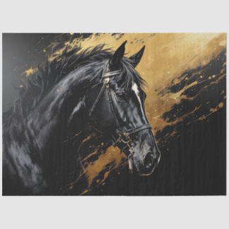 Black Stallion on black and gold with White Tissue Paper