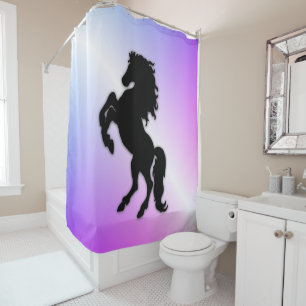 Black Stallion on Purple Shower Curtain