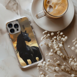 Black Stallion Personalised Name iPhone 16 Pro Case