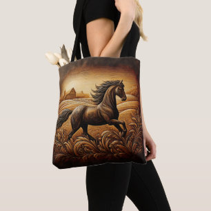 Black Stallion Sunset Run Tote Bag