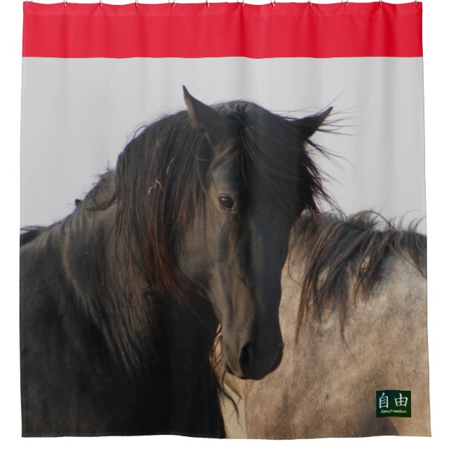 BLACK STALLION WILD HORSE MAGEE SHOWER CURTAIN (Front)