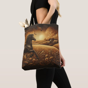 Black Stallion's Golden Run Tote Bag