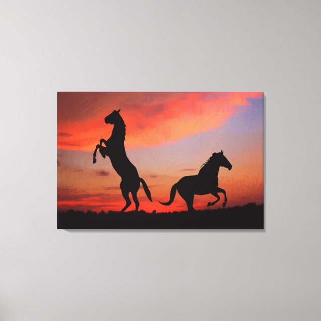 Black Stallone silhouette Oil Painting Print (Front)