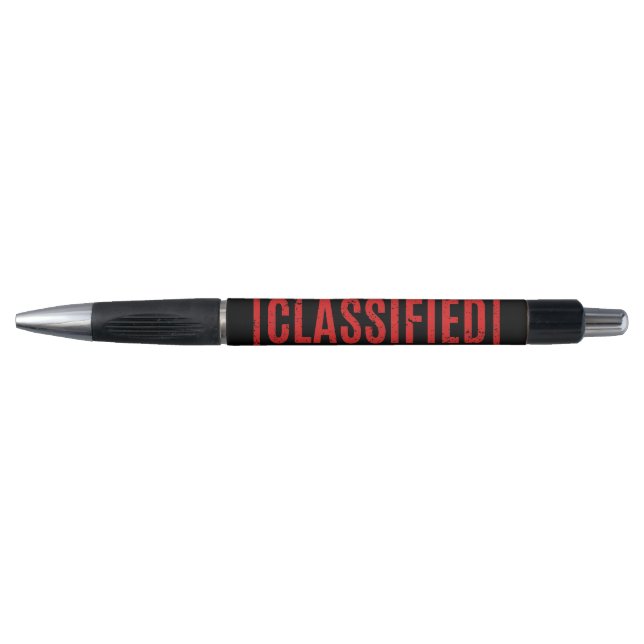 Black Stamped Classified Pen (Front)