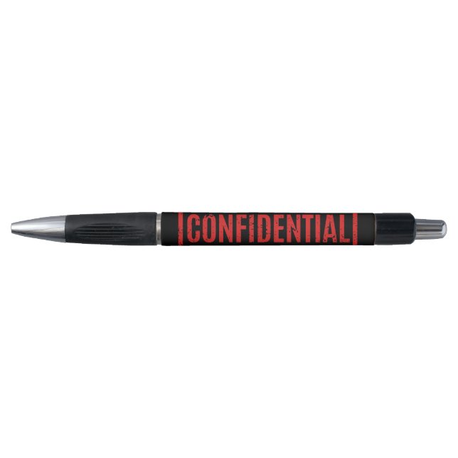 Black Stamped Confidential Pen (Front)