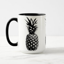 Black stamped pineapple mug