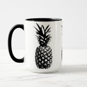 Black stamped pineapple mug